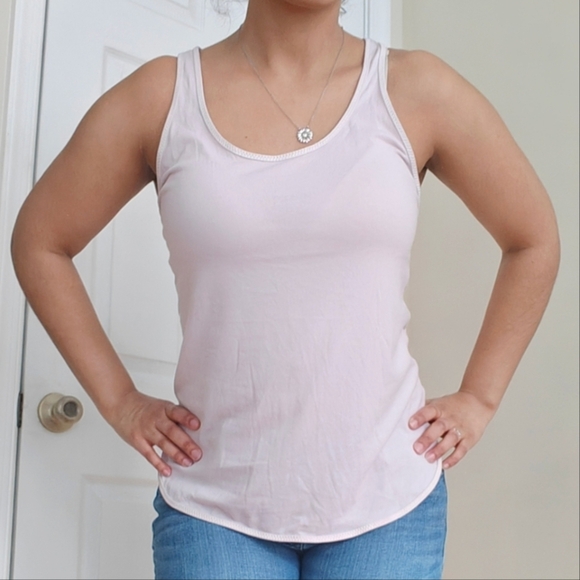 LULULEMON Athletica Sz Medium Racerback Gym‎ Tank Blush Light Pink Scoop Neck - Picture 1 of 6